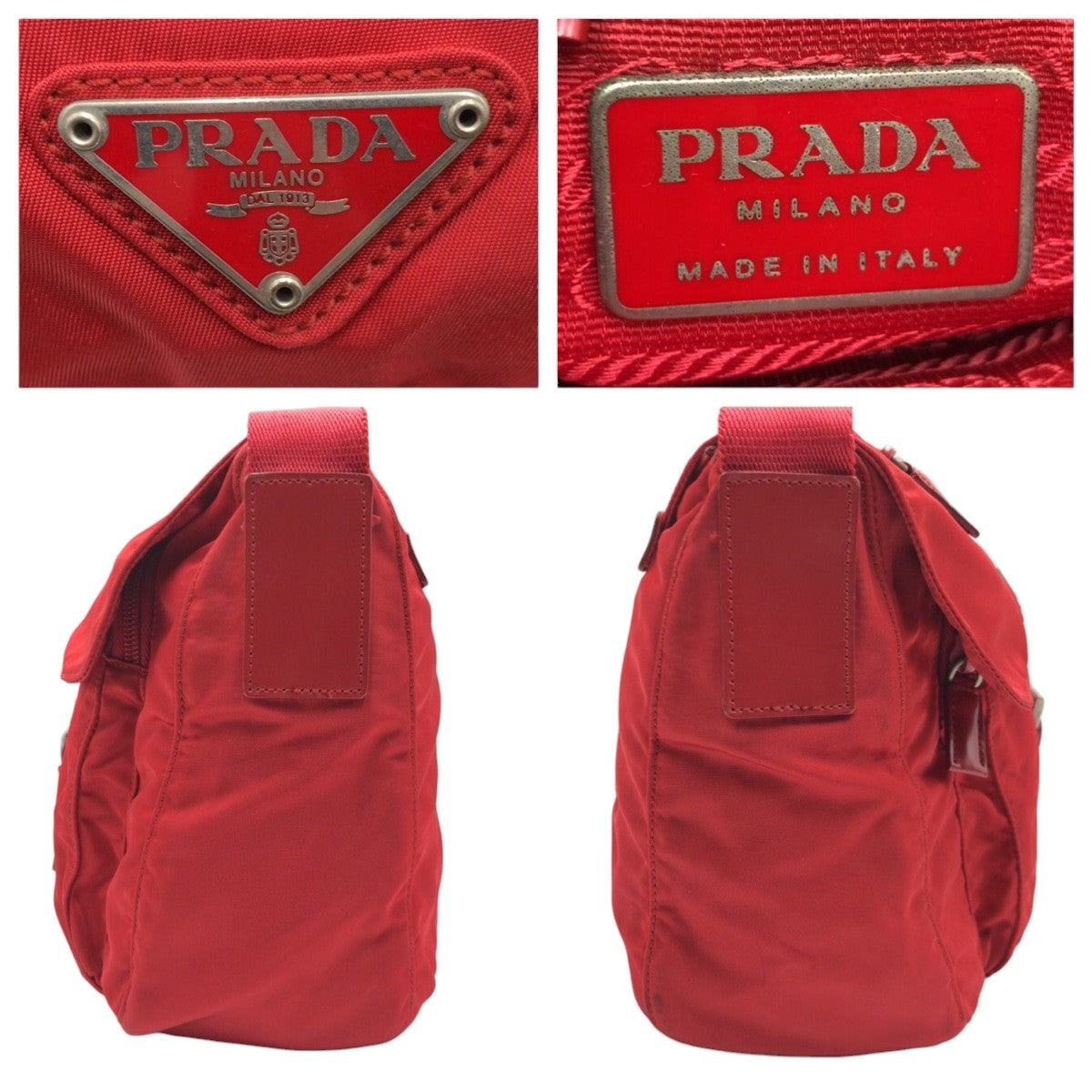 PRADA Prada Tessuto Triangle Logo Red Nylon Crossbody Shoulder Bag Pochette for Women