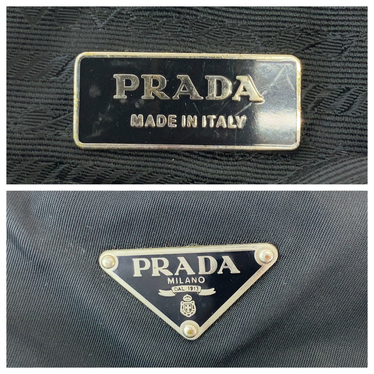 13032
PRADA プラダ テスート 三角ロゴプレート ブラック 黒 シルバー金具 ナイロン トートバッグ ハンドバッグ ショルダーバッグ  レディース