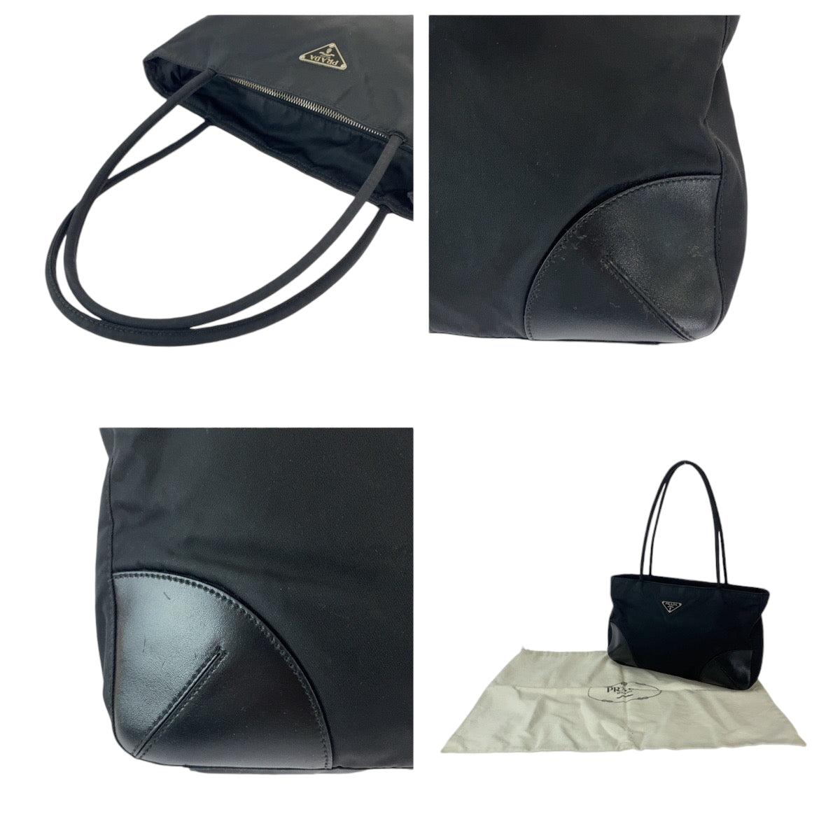 13032
PRADA プラダ テスート 三角ロゴプレート ブラック 黒 シルバー金具 ナイロン トートバッグ ハンドバッグ ショルダーバッグ  レディース