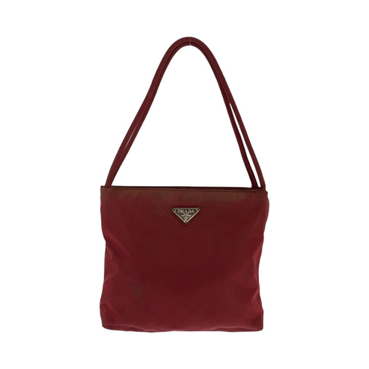111906
PRADA プラダ テスート 三角ロゴプレート レッド シルバー金具 ナイロン トートバッグ ショルダーバッグ  レディース