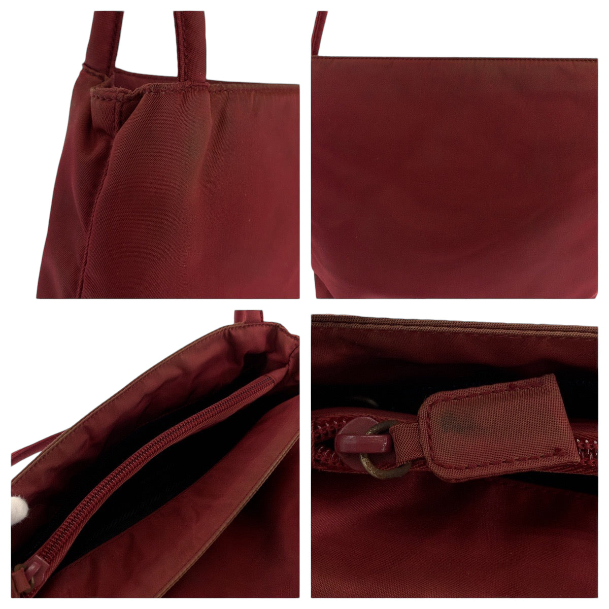 111906
PRADA プラダ テスート 三角ロゴプレート レッド シルバー金具 ナイロン トートバッグ ショルダーバッグ  レディース
