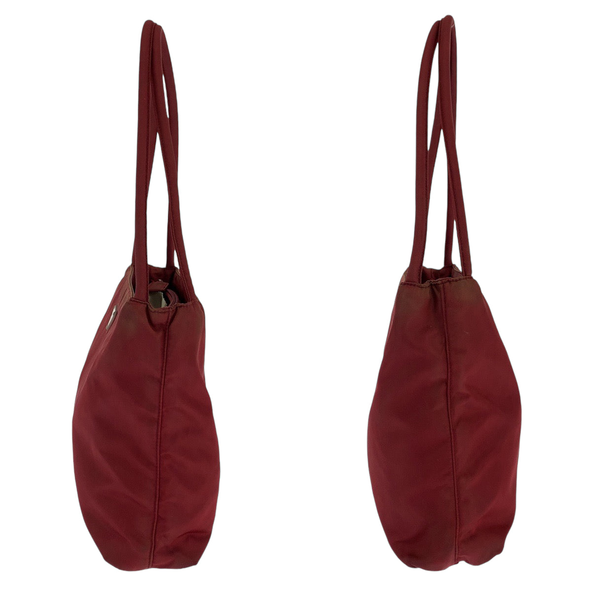 111906
PRADA プラダ テスート 三角ロゴプレート レッド シルバー金具 ナイロン トートバッグ ショルダーバッグ  レディース