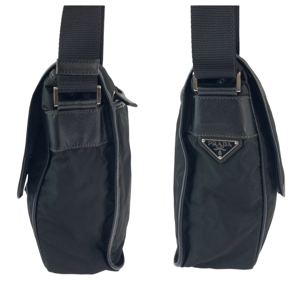 11905
PRADA プラダ テスート 三角ロゴプレート ブラック 黒 シルバー金具 ナイロン ショルダーバッグ ポシェット  メンズ