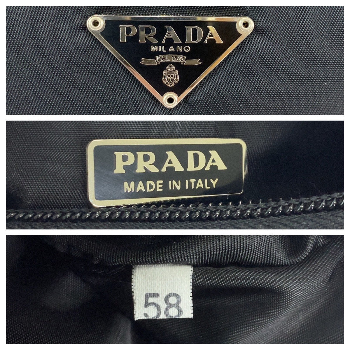 11904
PRADA プラダ テスート 三角ロゴプレート ブラック 黒 シルバー金具 ナイロン ハンドバッグ アクセサリーポーチ  レディース
