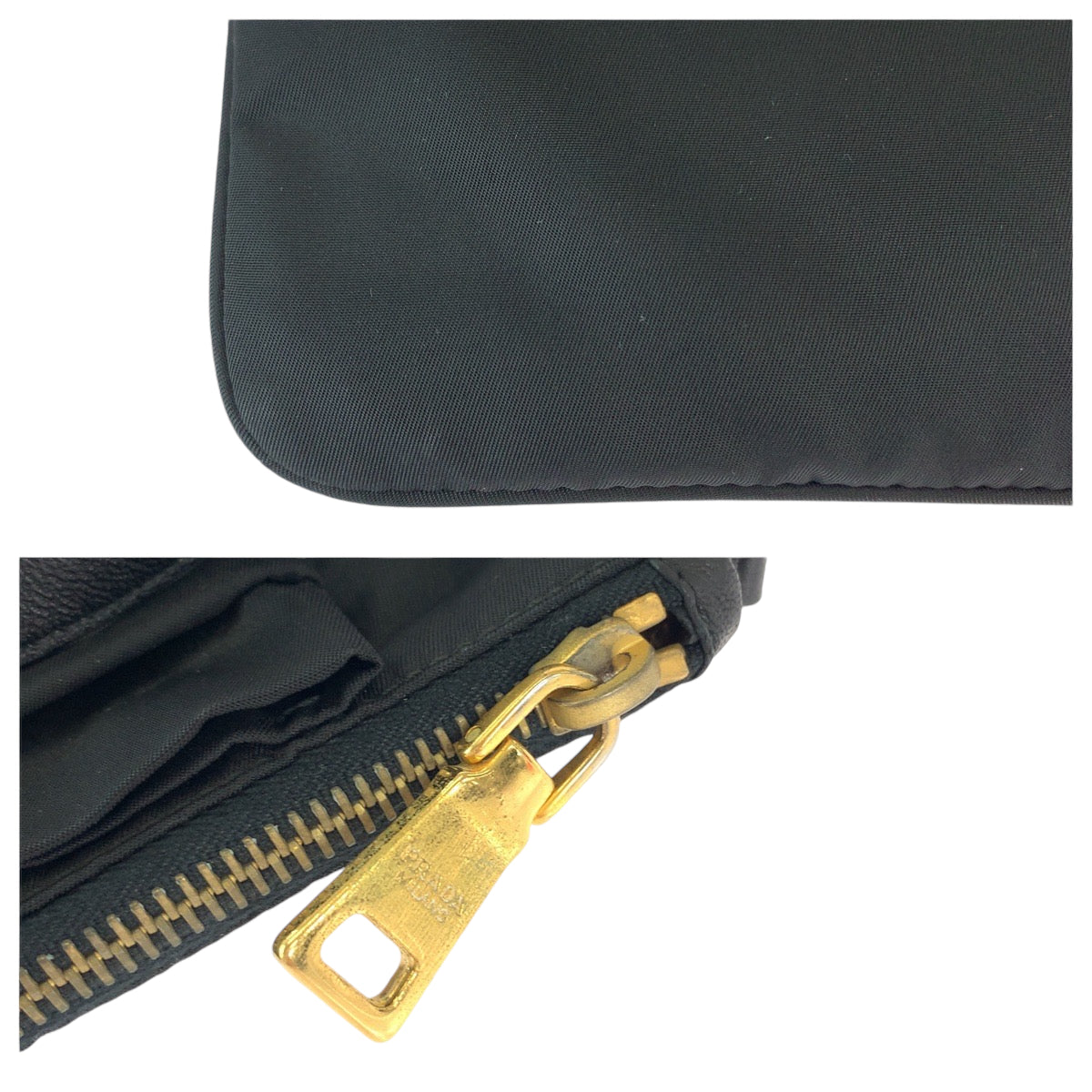 PRADA Prada Tessuto Ribbon Black Gold Hardware Nylon BT0659 Shoulder Bag Crossbody Pochette Women's