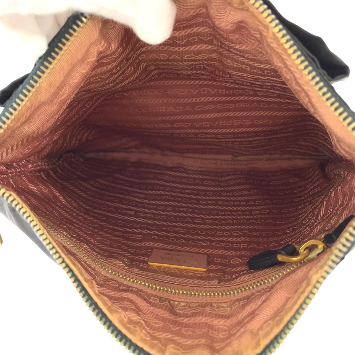 PRADA Prada Tessuto Ribbon Black Gold Hardware Nylon BT0659 Shoulder Bag Crossbody Pochette Women's