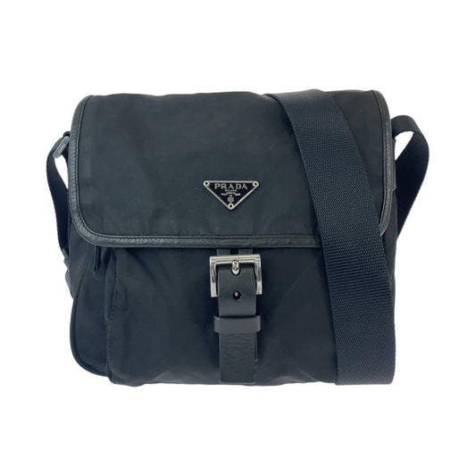 111903
PRADA プラダ テスート 三角ロゴプレート ブラック 黒 シルバー金具 ナイロン 斜め掛け ショルダーバッグ メッセンジャーバッグ  メンズ