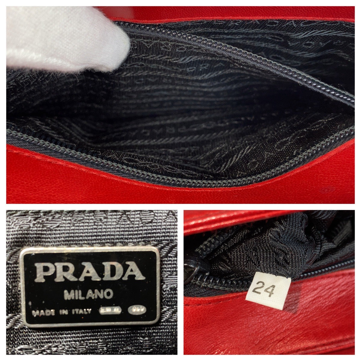 13033
PRADA プラダ ヴィンテージ レッド ゴールド金具 レザー チェーン ショルダーバッグ ポシェット  レディース
