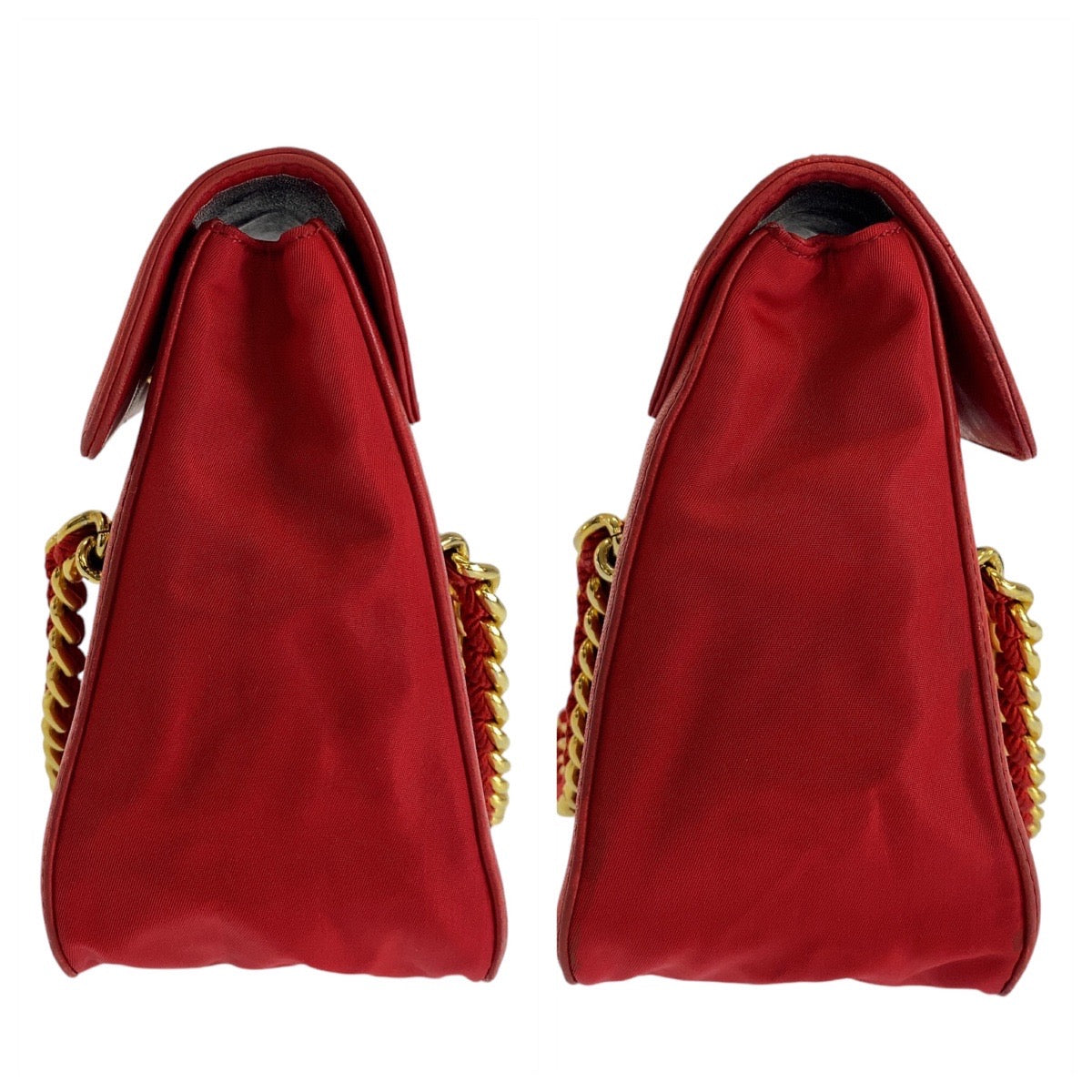 13033
PRADA プラダ ヴィンテージ レッド ゴールド金具 レザー チェーン ショルダーバッグ ポシェット  レディース