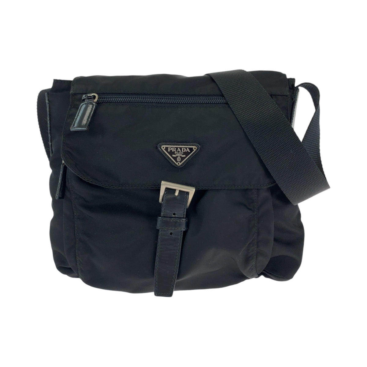 11902
PRADA プラダ テスート 三角ロゴプレート ブラック 黒 シルバー金具 ナイロン BT8994 ショルダーバッグ メッセンジャーバッグ  レディース