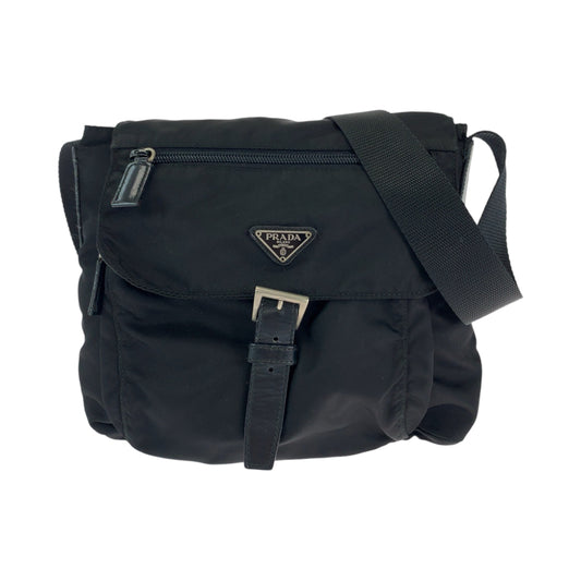 11902
PRADA プラダ テスート 三角ロゴプレート ブラック 黒 シルバー金具 ナイロン BT8994 ショルダーバッグ メッセンジャーバッグ  レディース