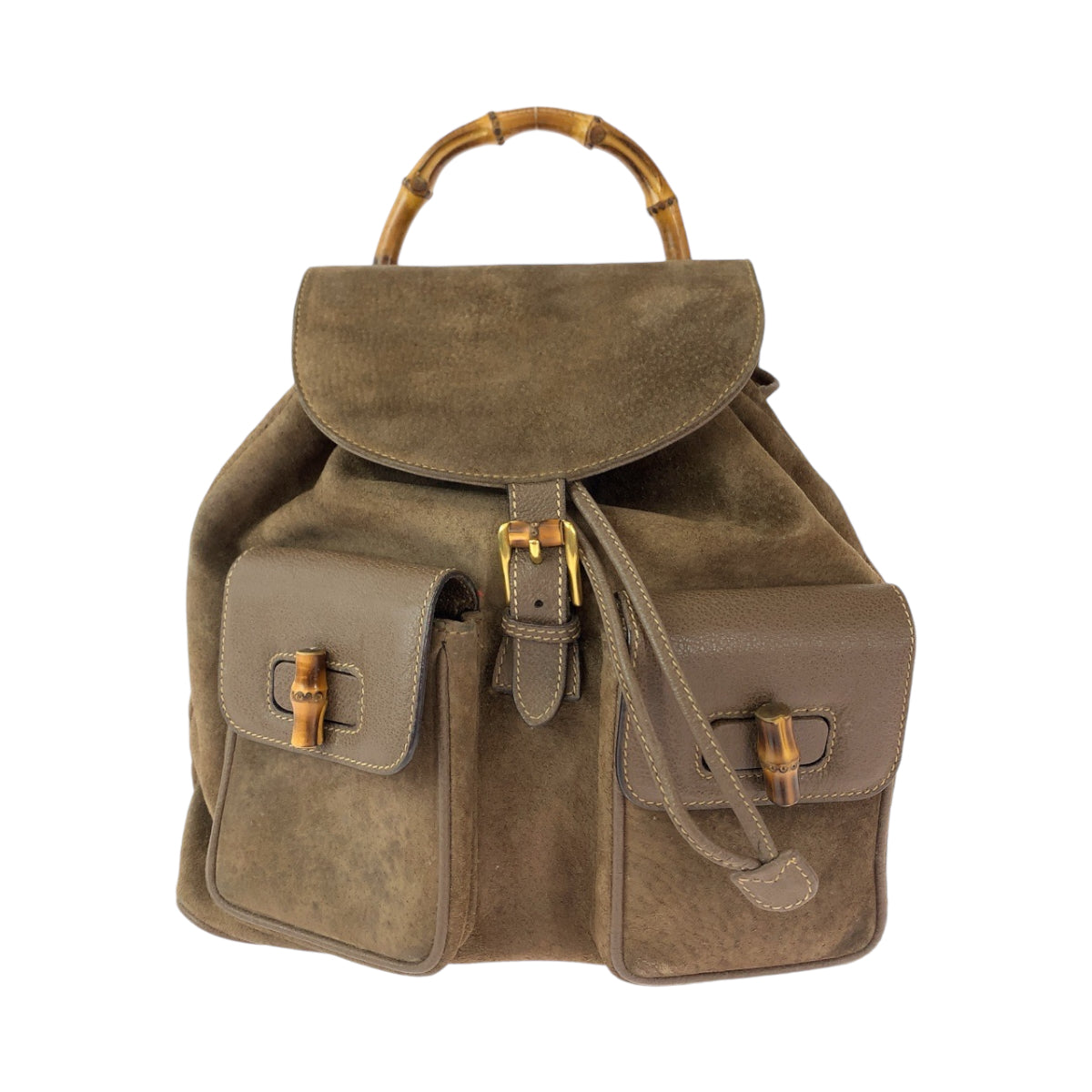 13035
GUCCI グッチ ヴィンテージ バンブー オールドグッチ ブラウン ゴールド金具 スウェード 003 2058 0016 リュックサック バックパック  レディース