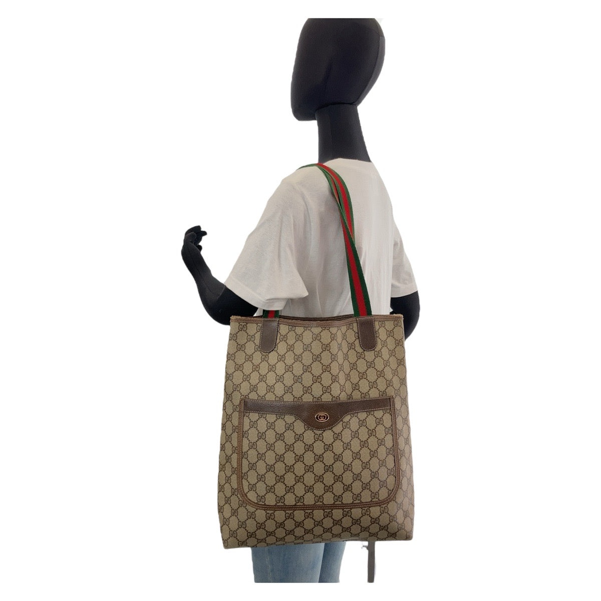 111901
GUCCI グッチ ヴィンテージ オールドグッチ シェリーライン ベージュ ブラウン GGスプリームキャンバス / レザー 39 02 003 トートバッグ ショルダーバッグ  レディース