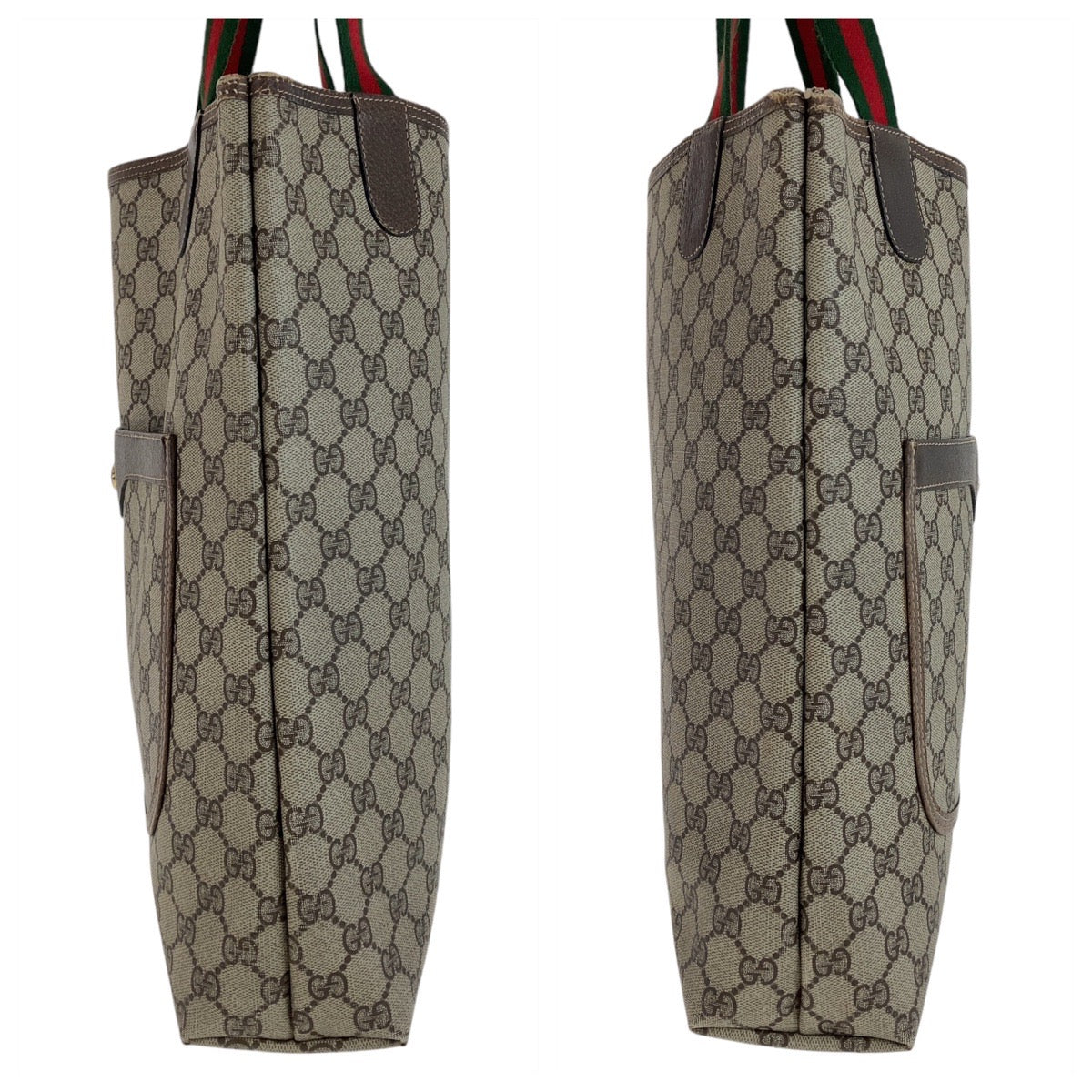 111901
GUCCI グッチ ヴィンテージ オールドグッチ シェリーライン ベージュ ブラウン GGスプリームキャンバス / レザー 39 02 003 トートバッグ ショルダーバッグ  レディース