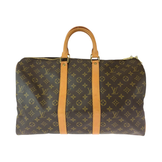 11900
LOUIS VUITTON ルイヴィトン モノグラム キーポル50 ブラウン ゴールド金具 PVC ボストンバッグ ハンドバッグ  レディース ABP55