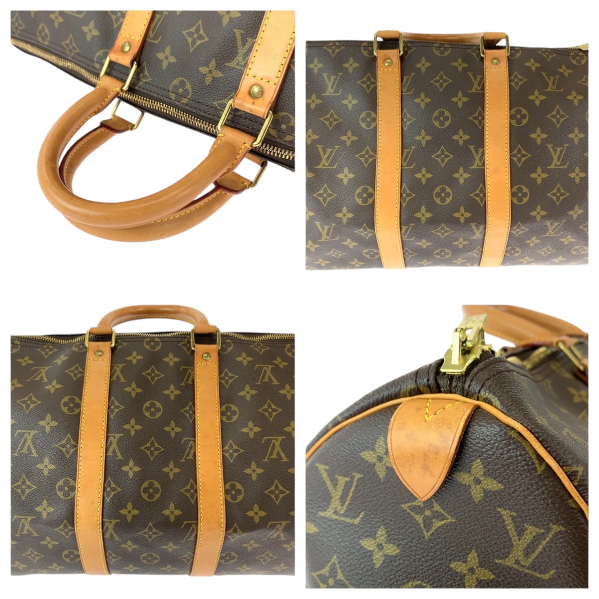 11900
LOUIS VUITTON ルイヴィトン モノグラム キーポル50 ブラウン ゴールド金具 PVC ボストンバッグ ハンドバッグ  レディース ABP55