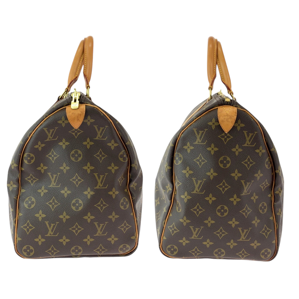 11900
LOUIS VUITTON ルイヴィトン モノグラム キーポル50 ブラウン ゴールド金具 PVC ボストンバッグ ハンドバッグ  レディース ABP55
