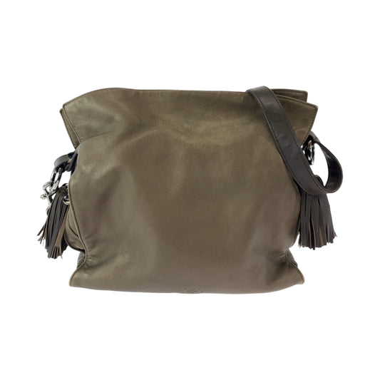 11897
LOEWE ロエベ フラメンコ アナグラム ブラウン シルバー金具 レザー ショルダーバッグ 斜め掛け ポシェット  レディース
