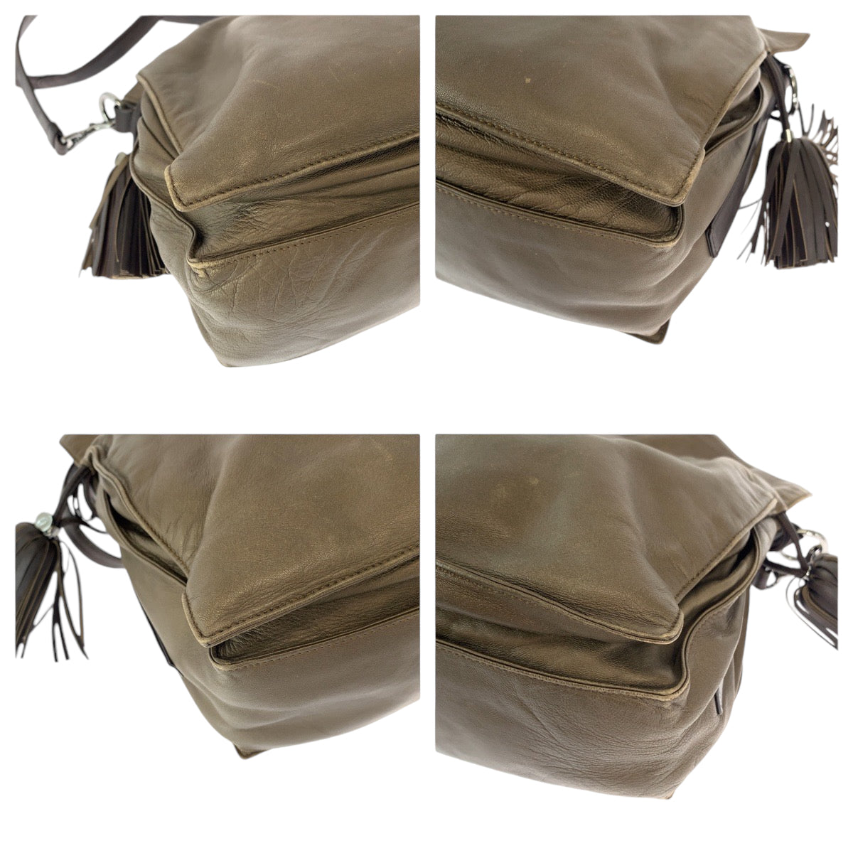 11897
LOEWE ロエベ フラメンコ アナグラム ブラウン シルバー金具 レザー ショルダーバッグ 斜め掛け ポシェット  レディース
