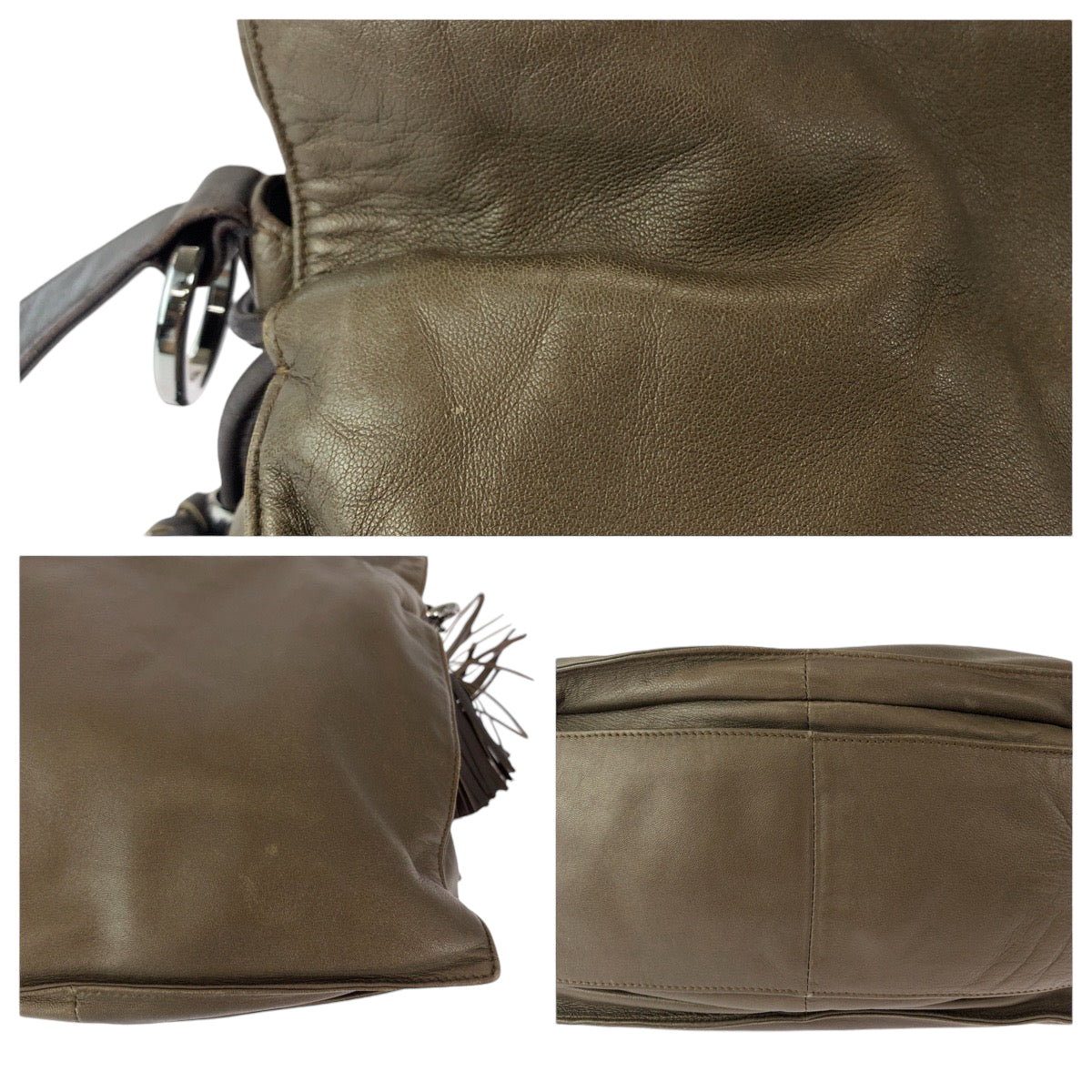 17968
LOEWE ロエベ フラメンコ アナグラム ブラウン シルバー金具 レザー ショルダーバッグ 斜め掛け ポシェット  レディース ABP40
