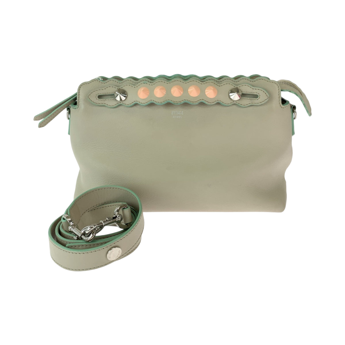 111899
FENDI フェンディ バイザウェイ アイボリー ピンク シルバー金具 レザー ショルダーバッグ 斜め掛け ポシェット  レディース
