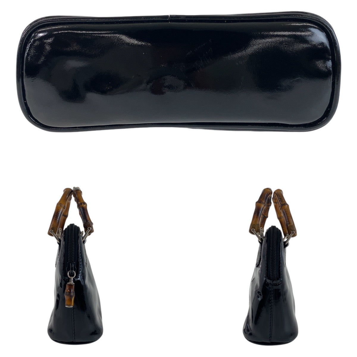 11894
GUCCI グッチ バンブー ブラック 黒 シルバー金具 エナメル 007 1014 0231 ミニハンドバッグ ショルダーバッグ 2way  レディース