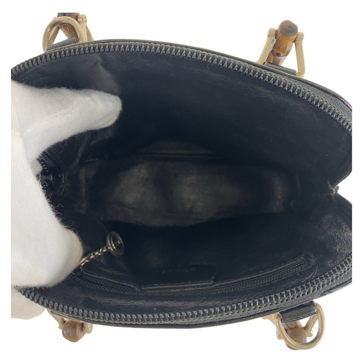 11894
GUCCI グッチ バンブー ブラック 黒 シルバー金具 エナメル 007 1014 0231 ミニハンドバッグ ショルダーバッグ 2way  レディース