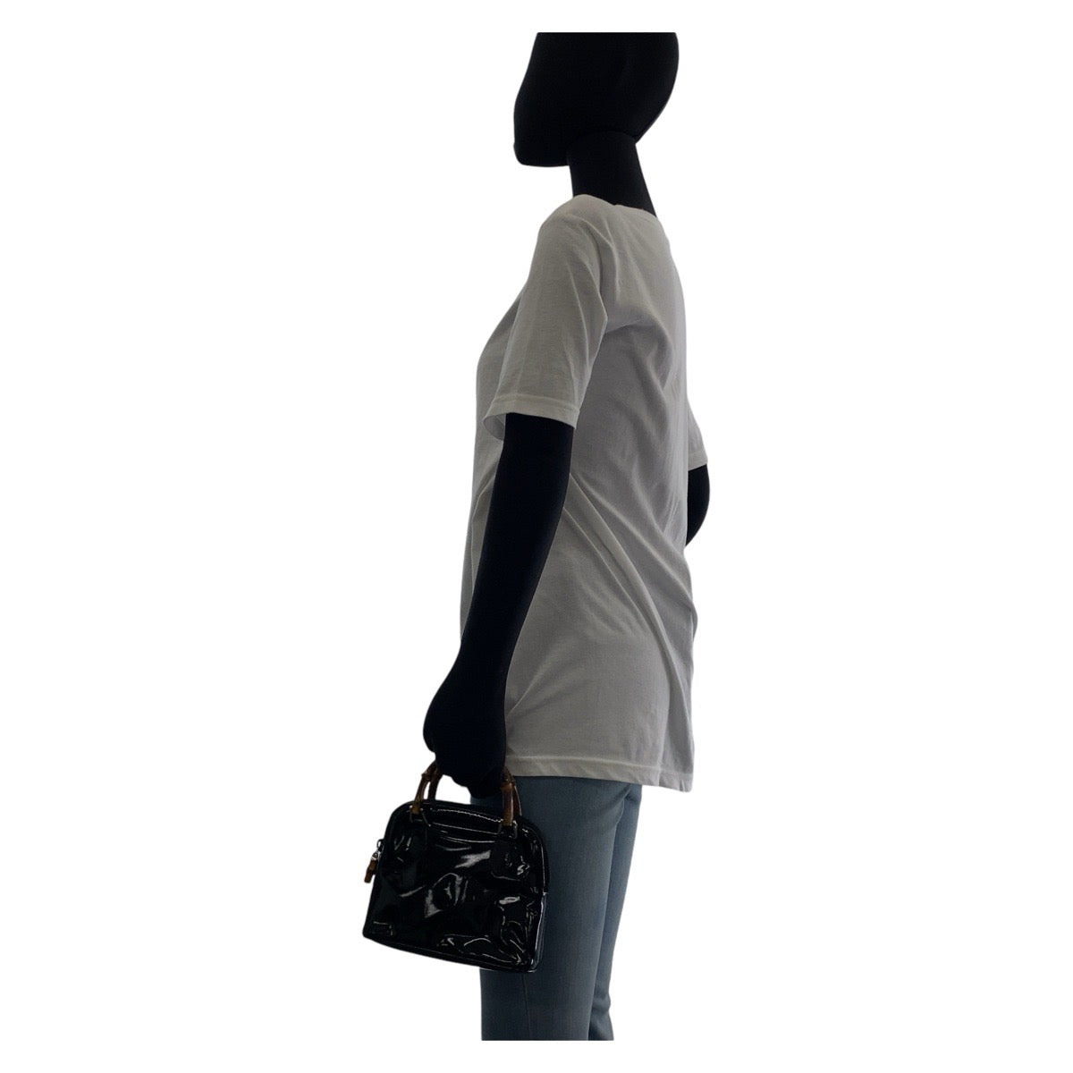 11894
GUCCI グッチ バンブー ブラック 黒 シルバー金具 エナメル 007 1014 0231 ミニハンドバッグ ショルダーバッグ 2way  レディース