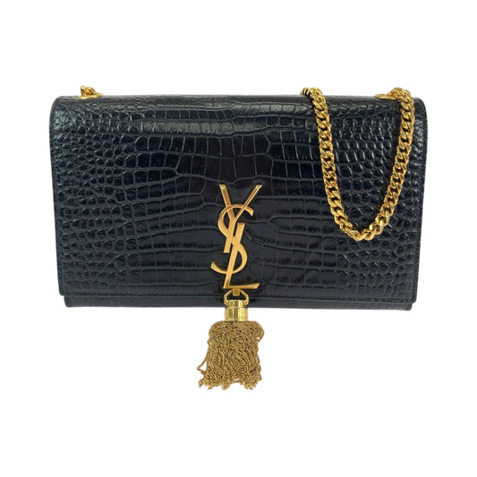 11890
SAINT LAURENT PARIS サンローランパリ ケイト YSL タッセル 型押し ブラック 黒 ゴールド金具 レザー チェーンショルダーバッグ 斜め掛け  レディース