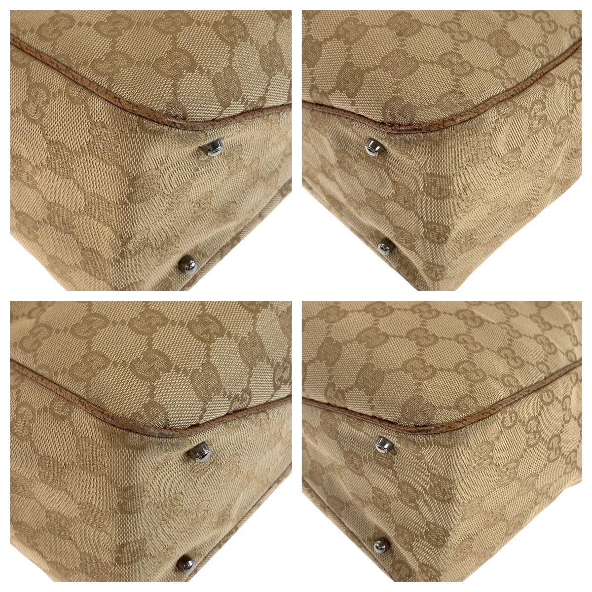 11888
GUCCI グッチ ベージュ シルバー金具 GGキャンバス / レザー 113017 トートバッグ ショルダーバッグ  レディース