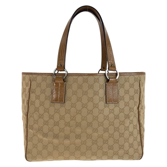 11888
GUCCI グッチ ベージュ シルバー金具 GGキャンバス / レザー 113017 トートバッグ ショルダーバッグ  レディース