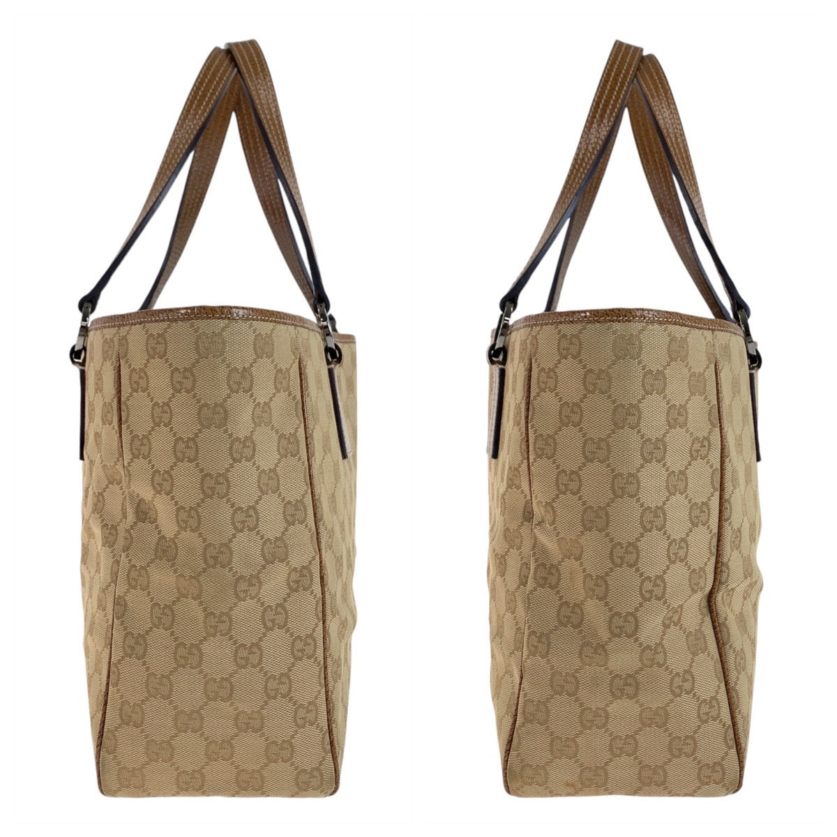 11888
GUCCI グッチ ベージュ シルバー金具 GGキャンバス / レザー 113017 トートバッグ ショルダーバッグ  レディース