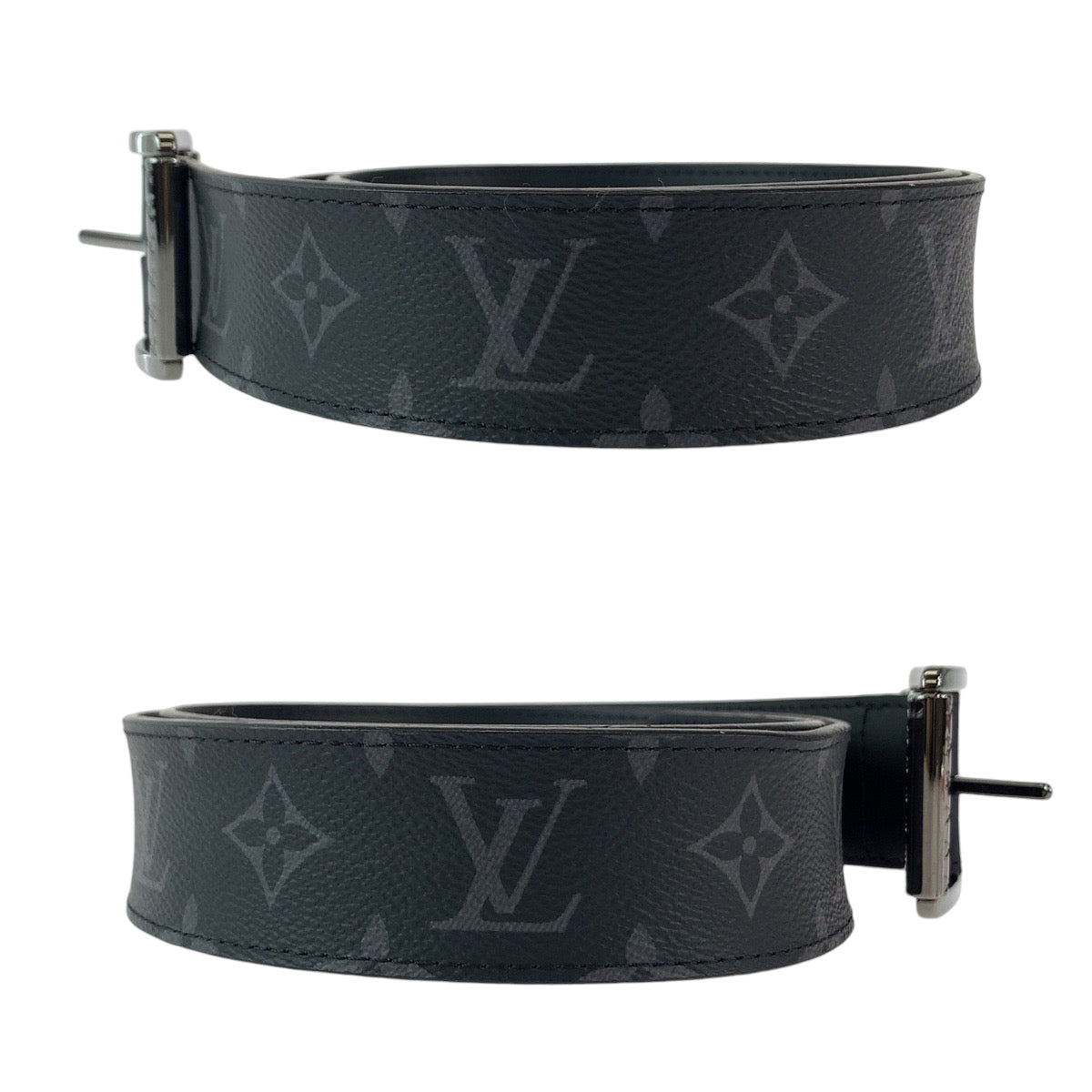 11887
LOUIS VUITTON ルイヴィトン モノグラム エクリプス サンチュール リヴェルソ 85cm/34inc ブラック 黒 シルバー金具 PVC M9044 ベルト  メンズ
