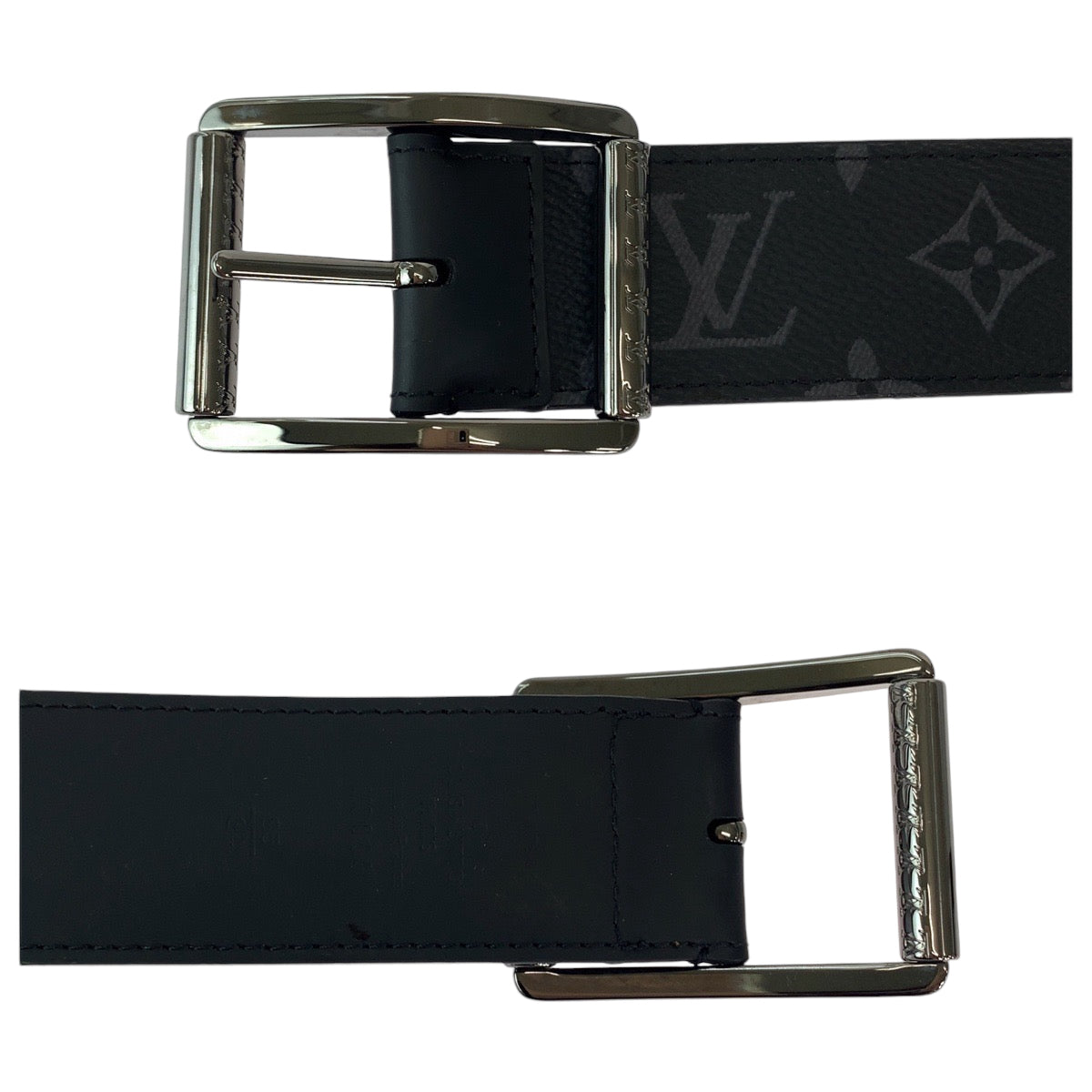 11887
LOUIS VUITTON ルイヴィトン モノグラム エクリプス サンチュール リヴェルソ 85cm/34inc ブラック 黒 シルバー金具 PVC M9044 ベルト  メンズ