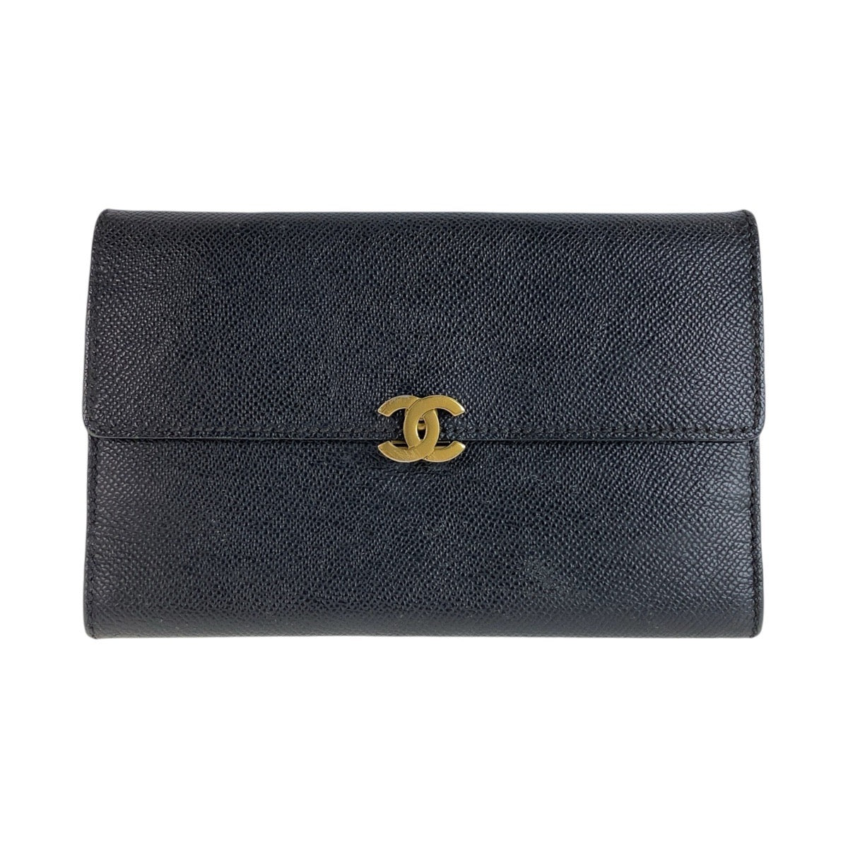 13040
CHANEL シャネル ヴィンテージ ココマーク ブラック 黒 ゴールド金具 キャビアスキン 折財布  長財布 オーガナイザー  レディース