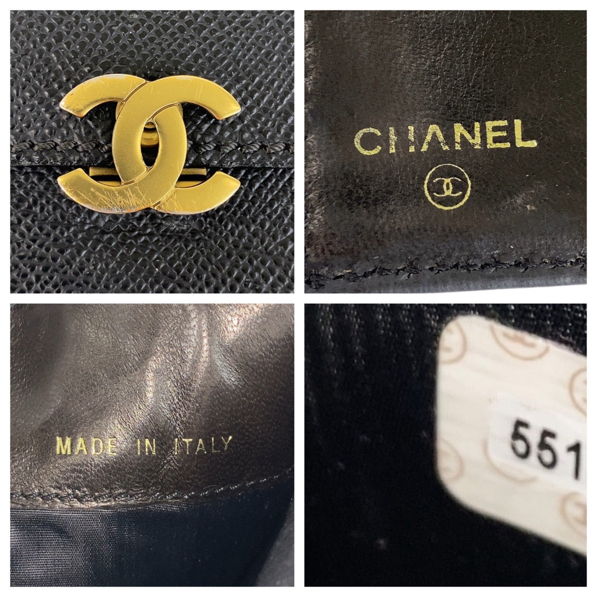 13040
CHANEL シャネル ヴィンテージ ココマーク ブラック 黒 ゴールド金具 キャビアスキン 折財布  長財布 オーガナイザー  レディース