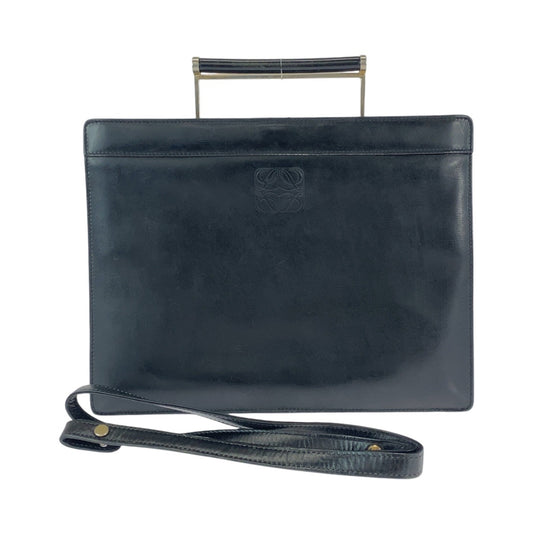 13041
LOEWE ロエベ ヴィンテージ アナグラム 男女兼用 ブラック 黒 シルバー金具 レザー ビジネスバッグ ハンドバッグ ショルダーバッグ 2way  メンズ