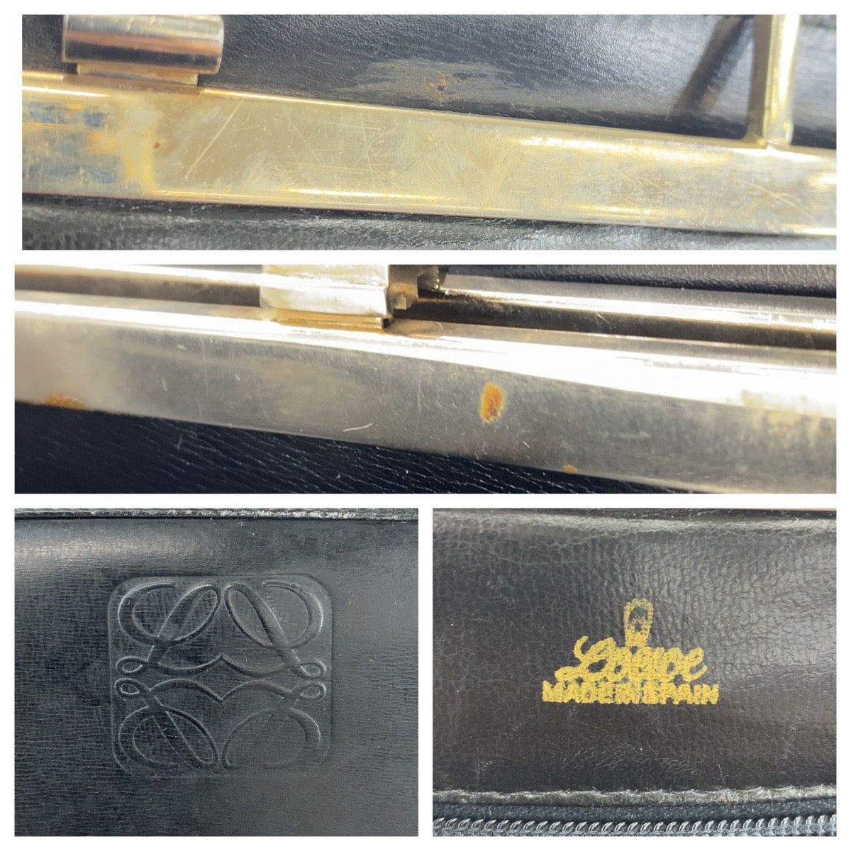 13041
LOEWE ロエベ ヴィンテージ アナグラム 男女兼用 ブラック 黒 シルバー金具 レザー ビジネスバッグ ハンドバッグ ショルダーバッグ 2way  メンズ