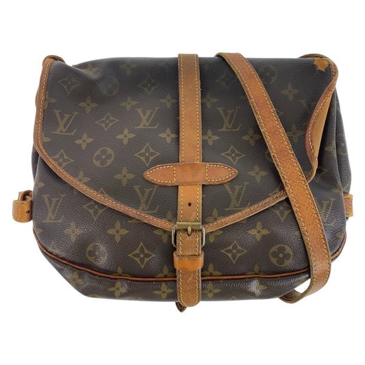 11880
LOUIS VUITTON ルイヴィトン モノグラム ソミュール 30 ブラウン ゴールド金具 PVC / レザー M42256 ショルダーバッグ メッセンジャーバッグ  レディース