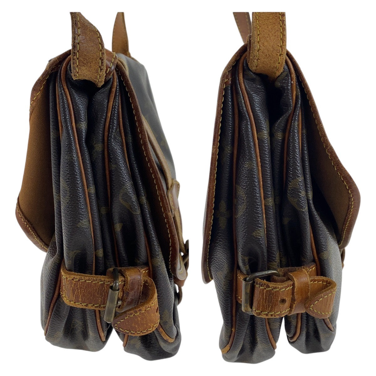 11880
LOUIS VUITTON ルイヴィトン モノグラム ソミュール 30 ブラウン ゴールド金具 PVC / レザー M42256 ショルダーバッグ メッセンジャーバッグ  レディース