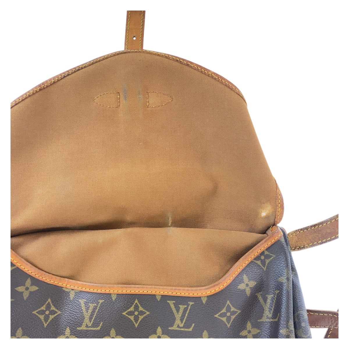 11880
LOUIS VUITTON ルイヴィトン モノグラム ソミュール 30 ブラウン ゴールド金具 PVC / レザー M42256 ショルダーバッグ メッセンジャーバッグ  レディース