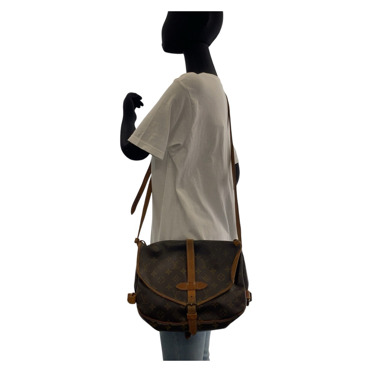 11880
LOUIS VUITTON ルイヴィトン モノグラム ソミュール 30 ブラウン ゴールド金具 PVC / レザー M42256 ショルダーバッグ メッセンジャーバッグ  レディース
