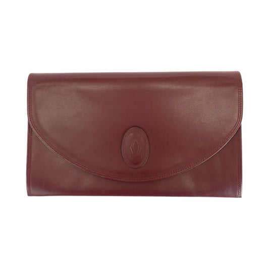 14038
CARTIER カルティエ ヴィンテージ マストライン ワインレッド ボルドー ゴールド金具 レザー クラッチバッグ 男女兼用  レディース