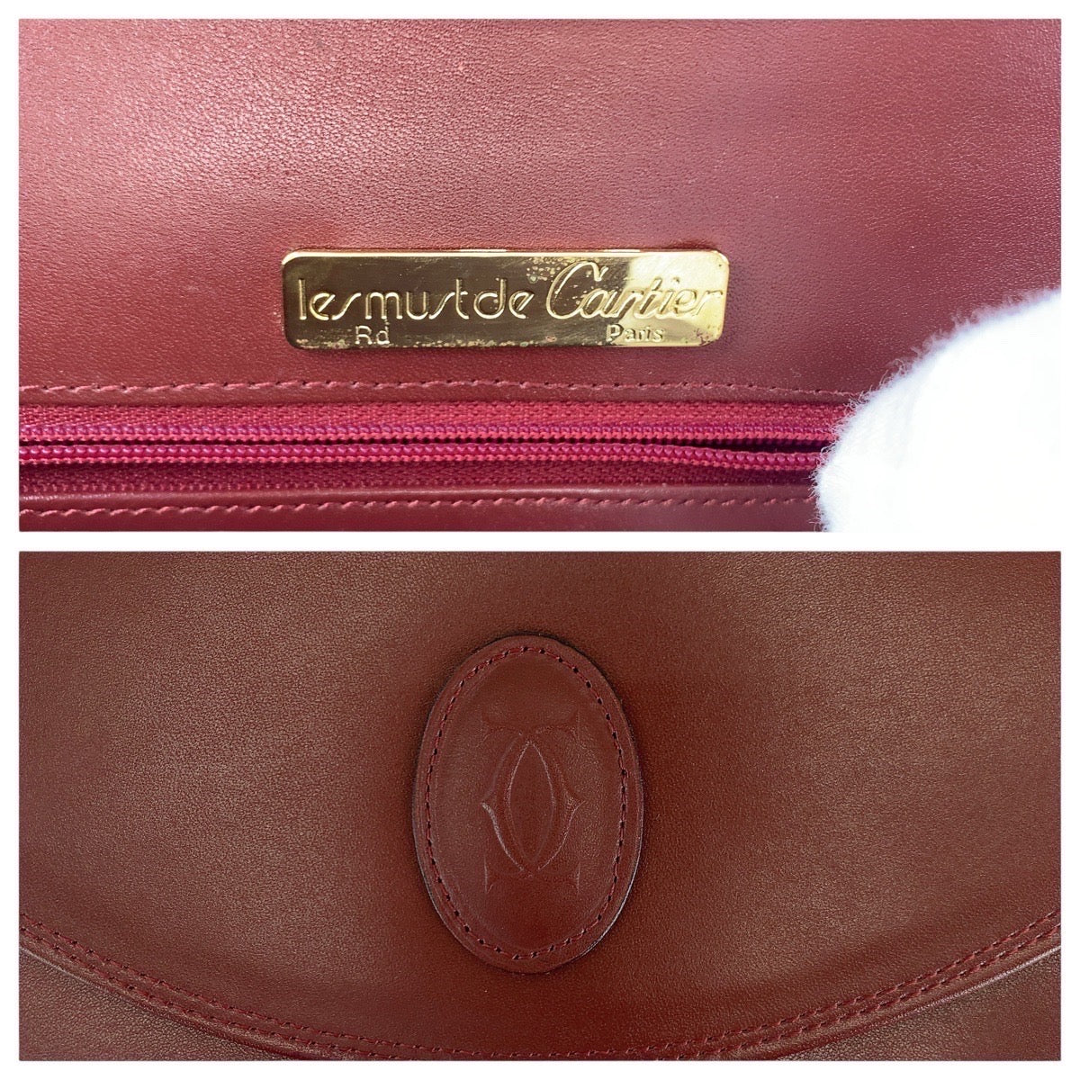 14038
CARTIER カルティエ ヴィンテージ マストライン ワインレッド ボルドー ゴールド金具 レザー クラッチバッグ 男女兼用  レディース
