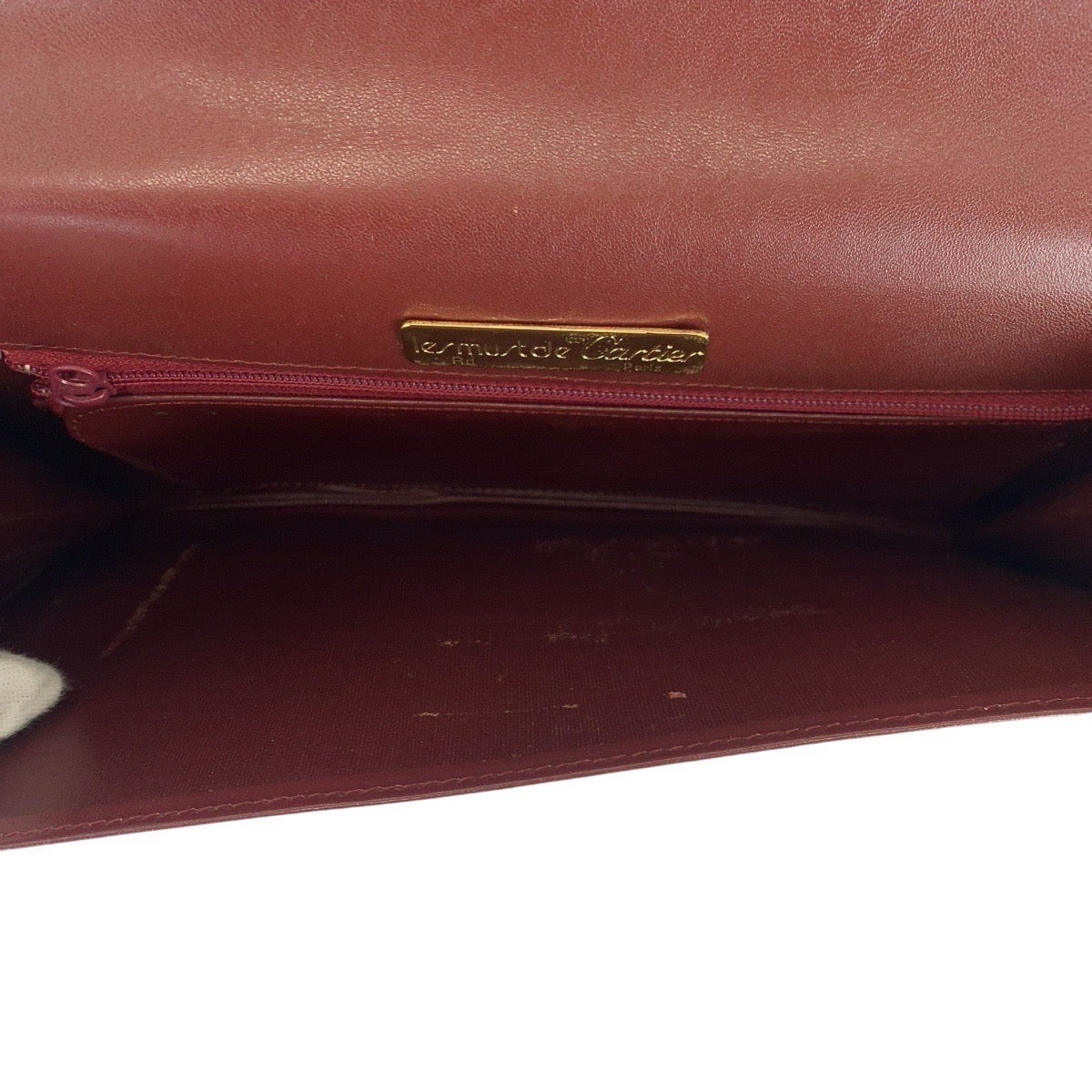 14038
CARTIER カルティエ ヴィンテージ マストライン ワインレッド ボルドー ゴールド金具 レザー クラッチバッグ 男女兼用  レディース
