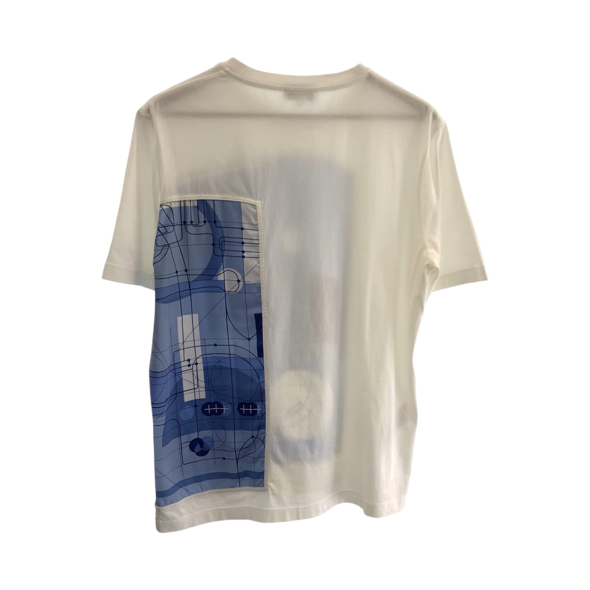 14039
HERMES エルメス サイズM ホワイト ブルー コットン / シルク H037700HA70 半袖Tシャツ カットソー  メンズ