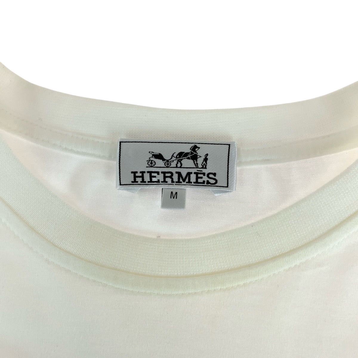14039
HERMES エルメス サイズM ホワイト ブルー コットン / シルク H037700HA70 半袖Tシャツ カットソー  メンズ