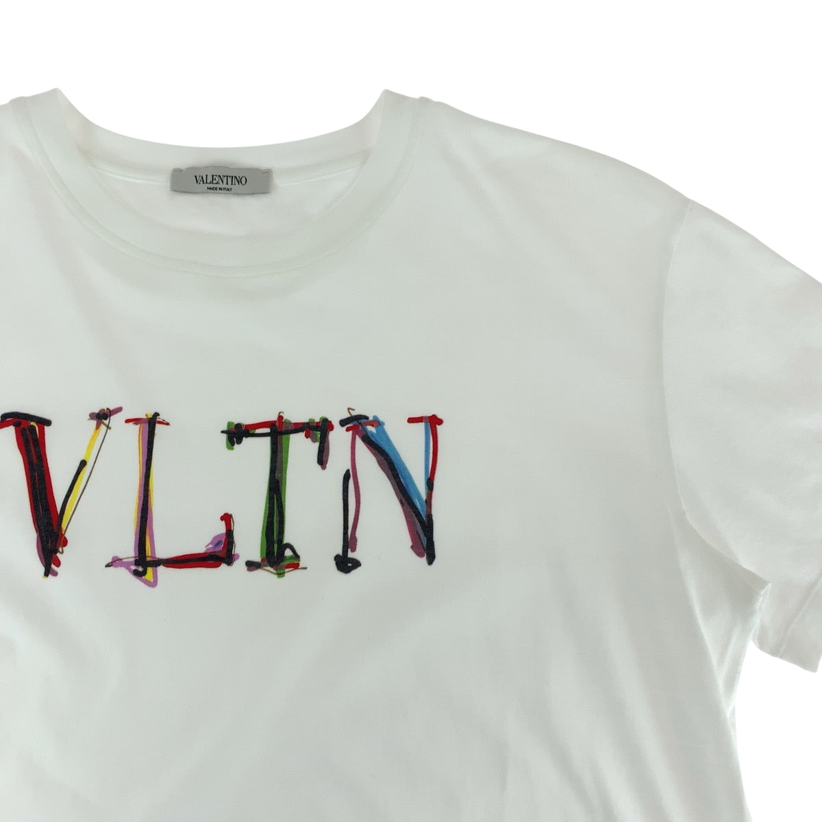 14040
VALENTINO ヴァレンティノ VLTN ロゴ サイズS ホワイト マルチカラー コットン VV3MG10V746 半袖Tシャツ カットソー  メンズ A24