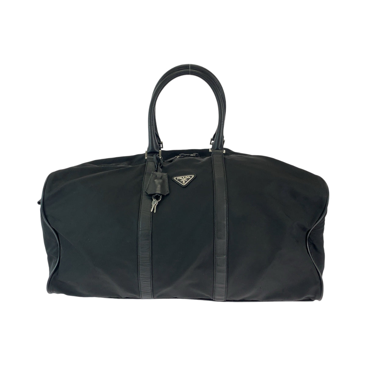 11871
PRADA プラダ テスート 三角ロゴプレート ブラック 黒 シルバー金具 ナイロン ボストンバッグ ハンドバッグ  メンズ