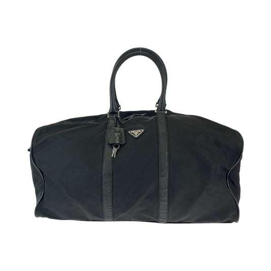 11871
PRADA プラダ テスート 三角ロゴプレート ブラック 黒 シルバー金具 ナイロン ボストンバッグ ハンドバッグ  メンズ